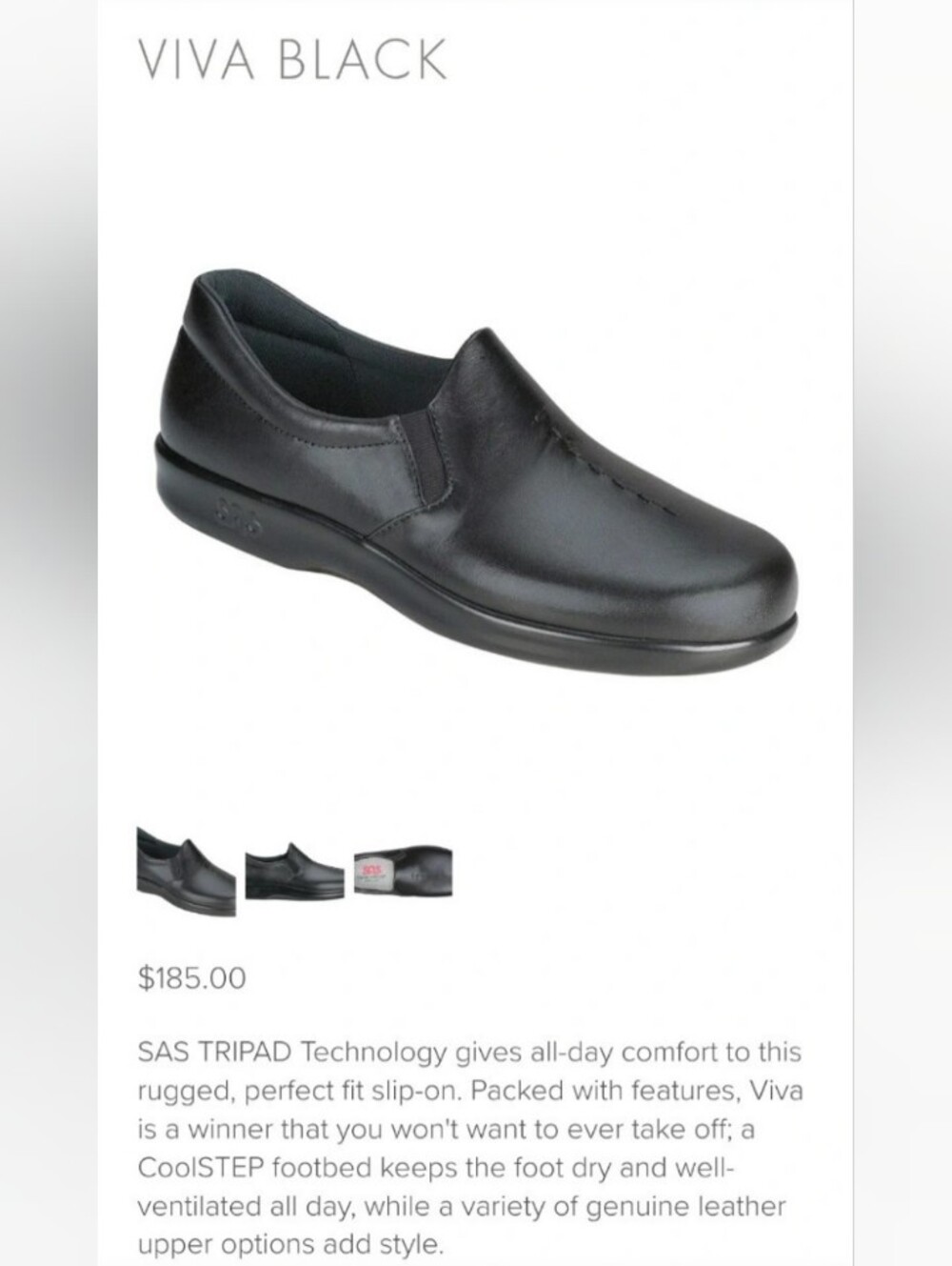 Women's Size 7 SAS Viva Black Slip-On Loafers. Tripad Technology